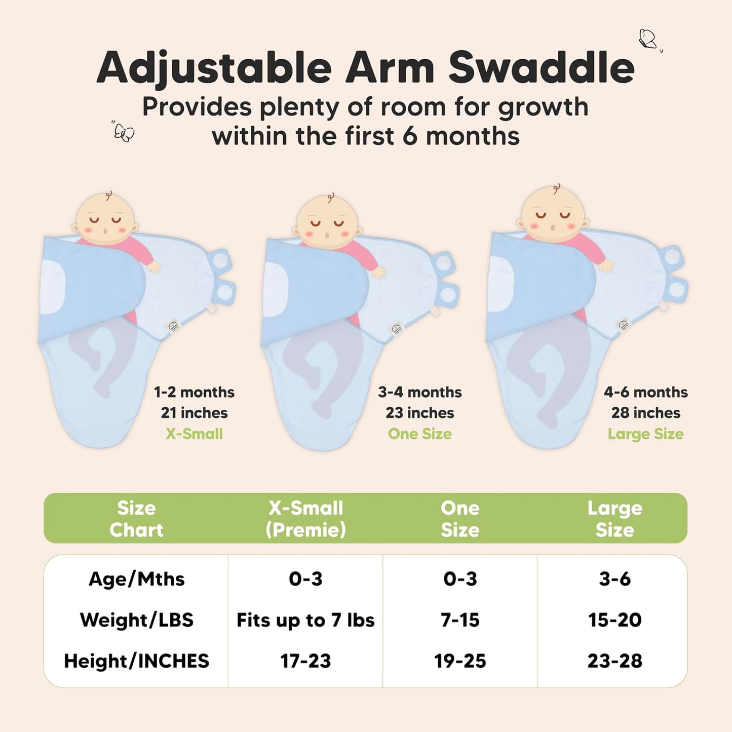 3-Pack Organic Baby Swaddle Sleep Sacks - Swaddles for Newborns, Infant 0-3 Months, Baby Girls, Boys, Soft & Snug Newborn Sleep Sack, Nursery Swaddling Blankets (Ripple)