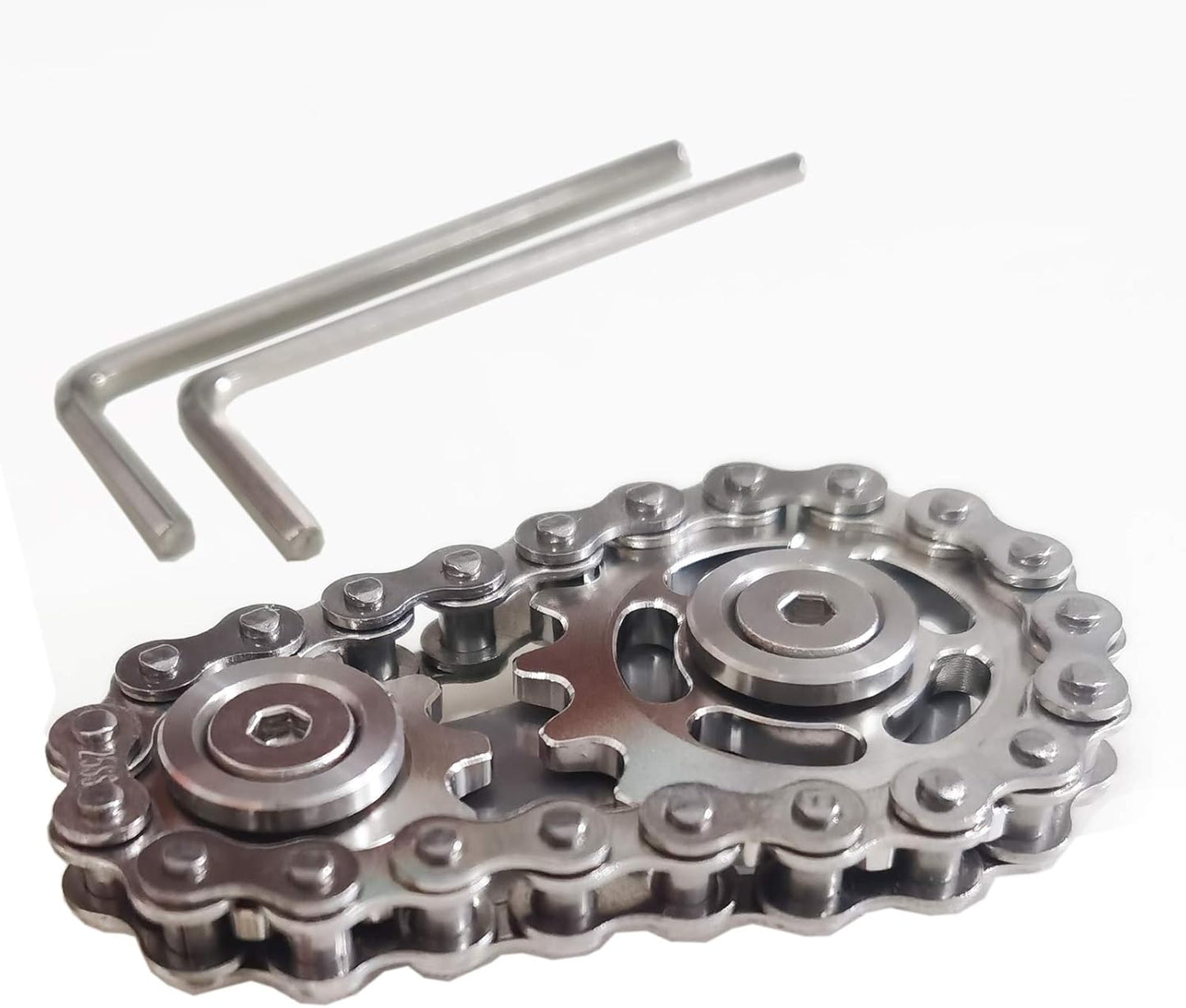 Sprocket Fidgets Chain Stainless Steel Fidget Cube Gears Linkage Bike Chain Novelty Fidget Block Kinetic Desk Toy Metal EDC Focus Meditation Break Bad Habits ADHD (Silver)