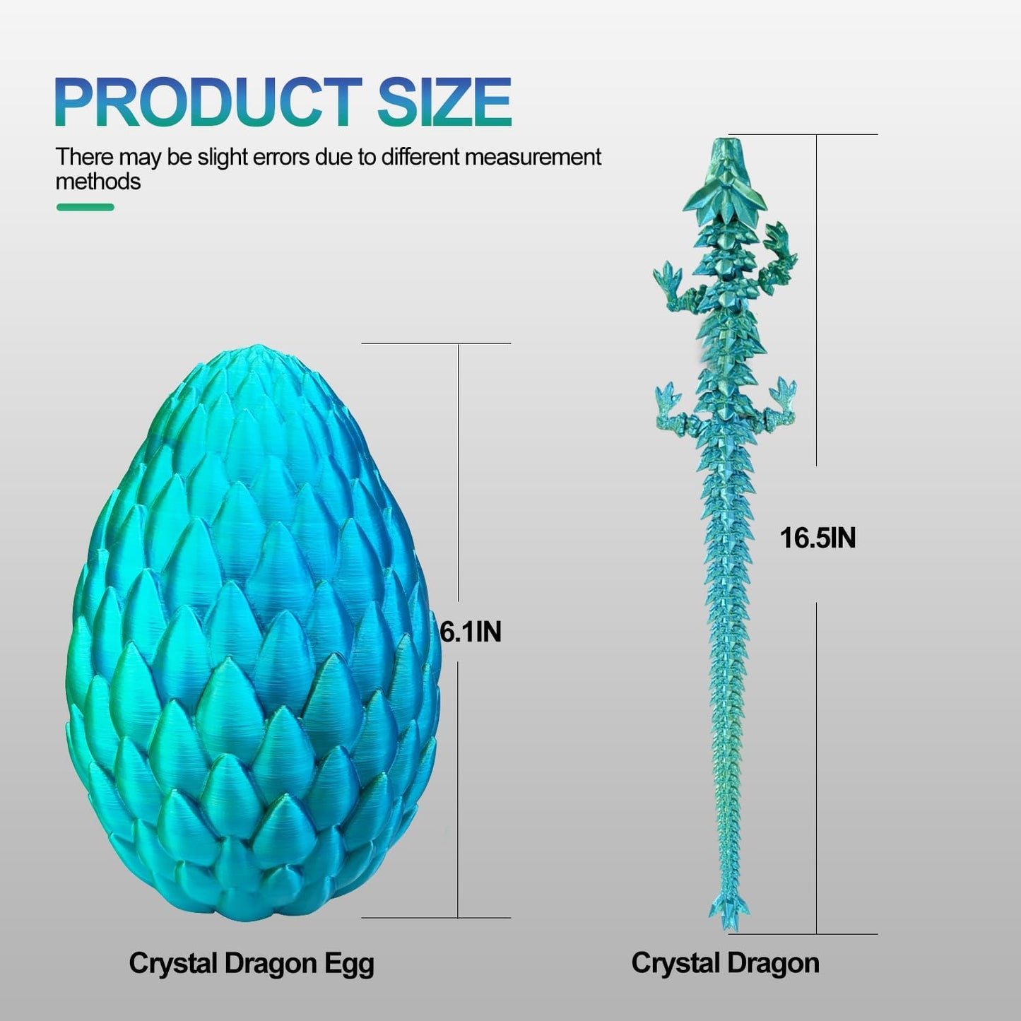 3D Printed Dragon with Dragon Egg 16.5'' Articulated Dragon Crystal Dragon Fidget Dragon Egg Toys Executive Desk Toys (Blue Burgundy, Dragon Only)