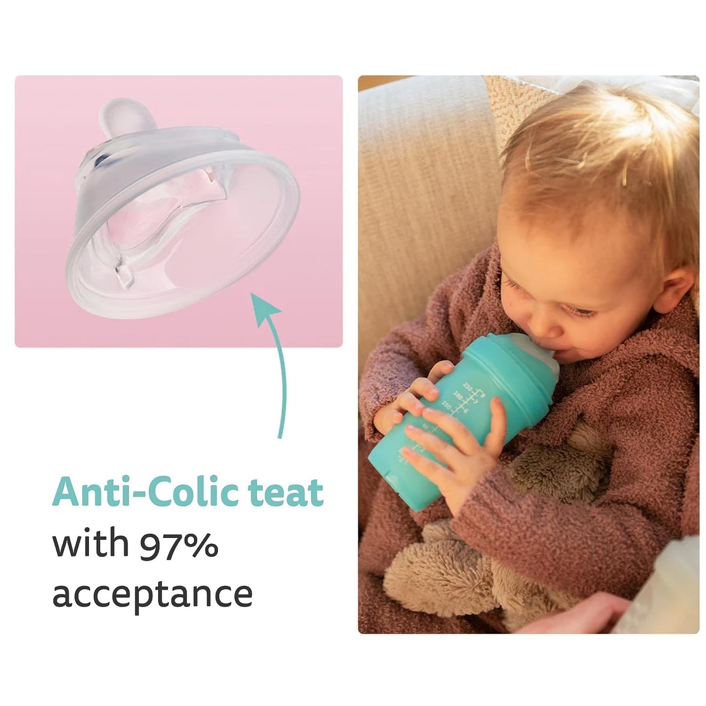 Herobility Double Anti-Colic Silicone Nipples, Baby Bottle Teats, Breast Like Shaped Nipples - Fits Herobility's & Eco Baby Bottles | Pack of 2 (Large Size)