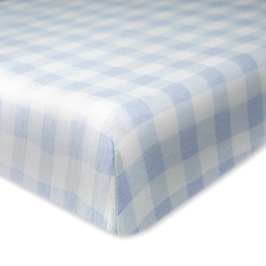 HonestBaby Unisex-Baby Fitted Crib Sheets Set Standard Mattress, 100% Organic Cotton Baby Boys, Girls, Neutral, 1 Pack - Peach Skin Painted Buffalo Check, One Size