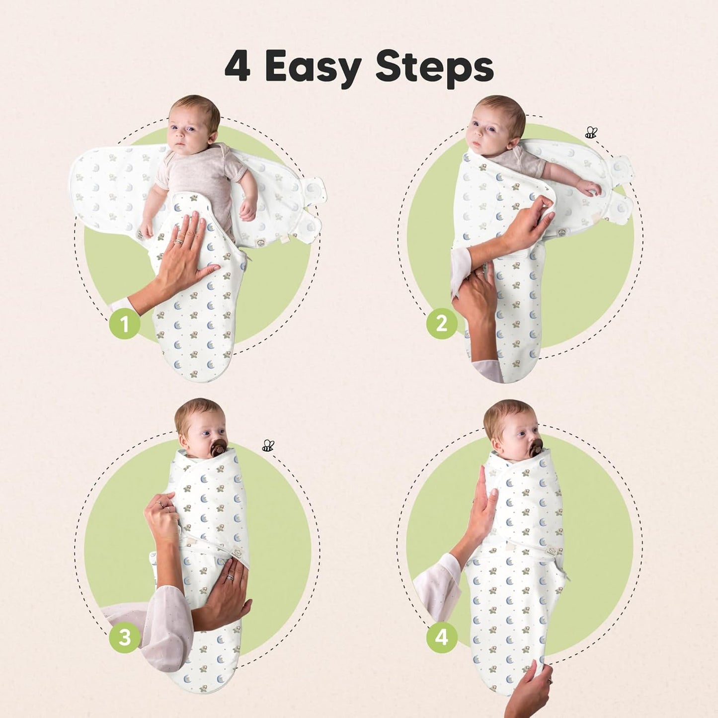 Baby Swaddle Sleep Sacks with Zipper - 3-Pack Swaddles for Newborns 0-3 Months, Infant, Baby Girls, Boys, Soft & Durable Newborn Sleep Sack, Easy Diaper Change Swaddling Blanket (Cosmo)