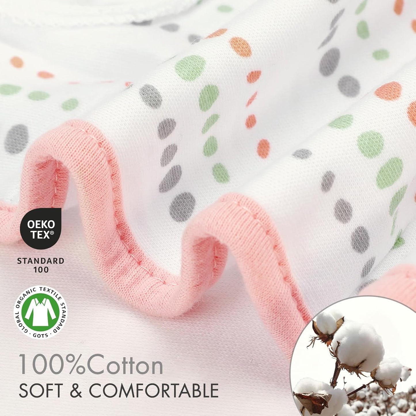 GLLQUEN BABY Swaddle Blankets for Baby Girls, 3-6 Months, Orange Pink Feather & Wave Point, 3 Pack Wrap Set, Newborn Adjustable Swaddles Sleep Sack, (Medium/Large)