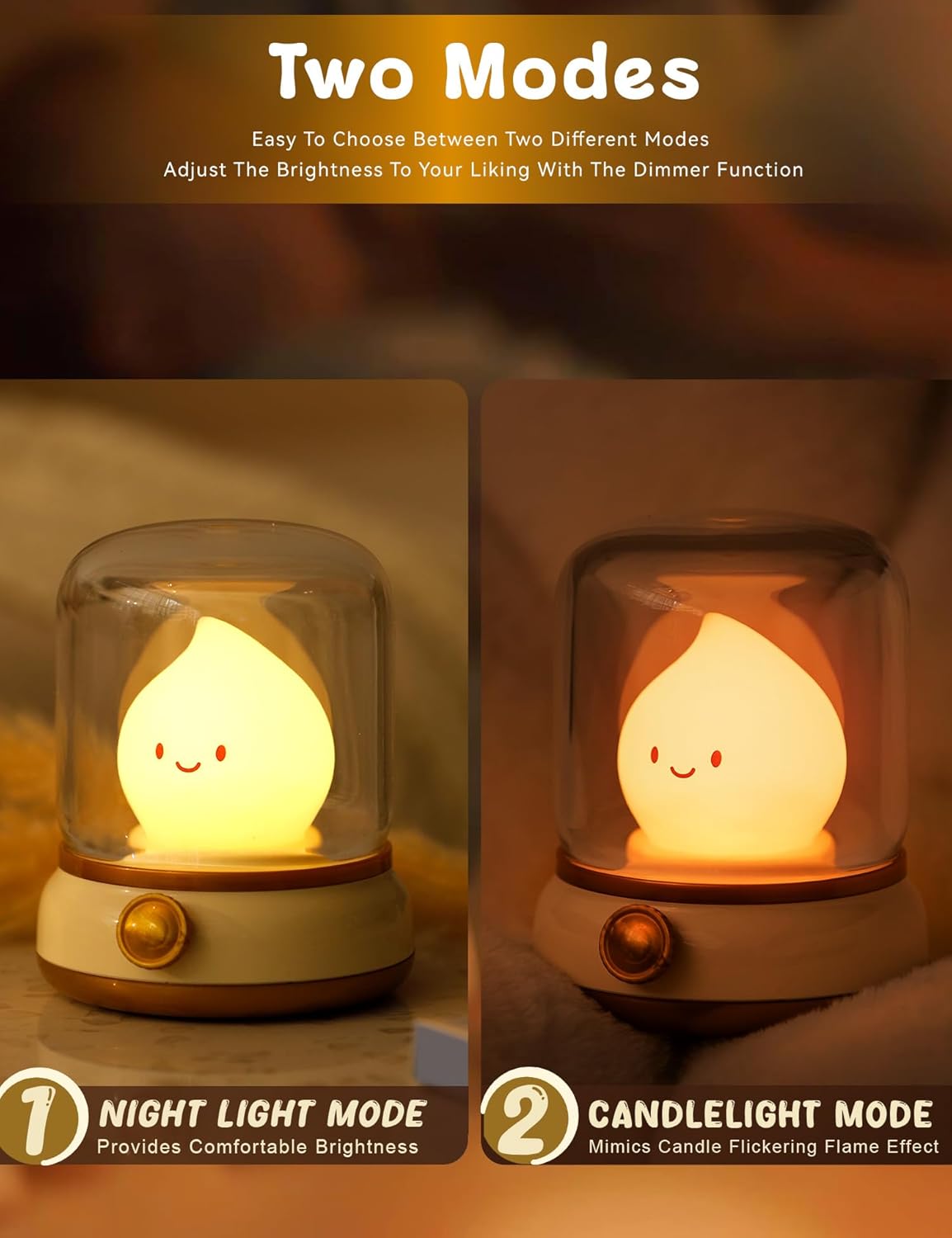 Cute Ghost Campfire Lamp, Halloween Decor,Kids Night Light，Adjustable Dimmable Rechargeable Night Light for Kids, Girls, Boys Gifts,Halloween,Christmas Decorations
