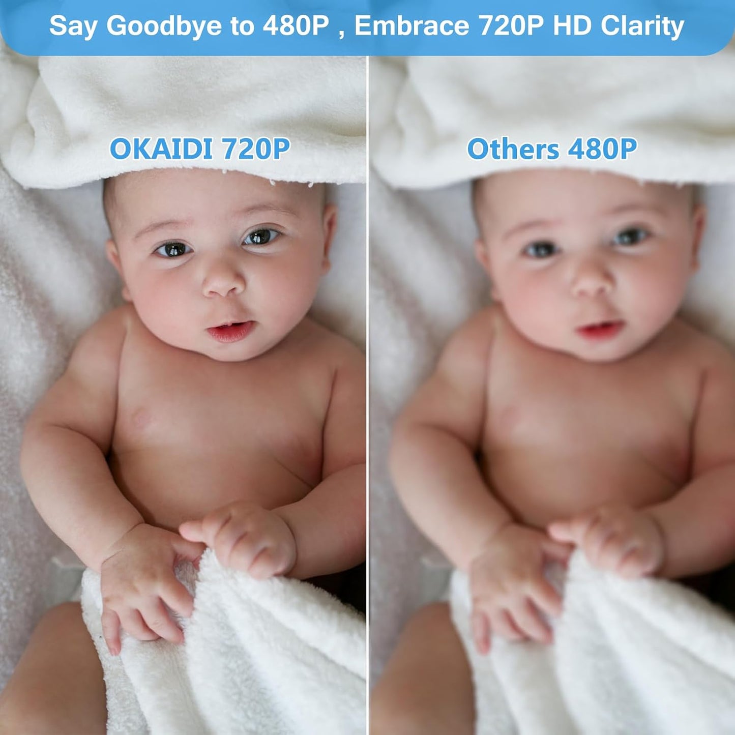 5" HD Baby Monitor with Camera and Audio, 720P Display, 5000mAh Battery, Remote Pan-Tilt, 3X Zoom, Night Vision, 2-Way Talk, Temperature,Lullabies,1000ft Range Baby Monitor No WiFi