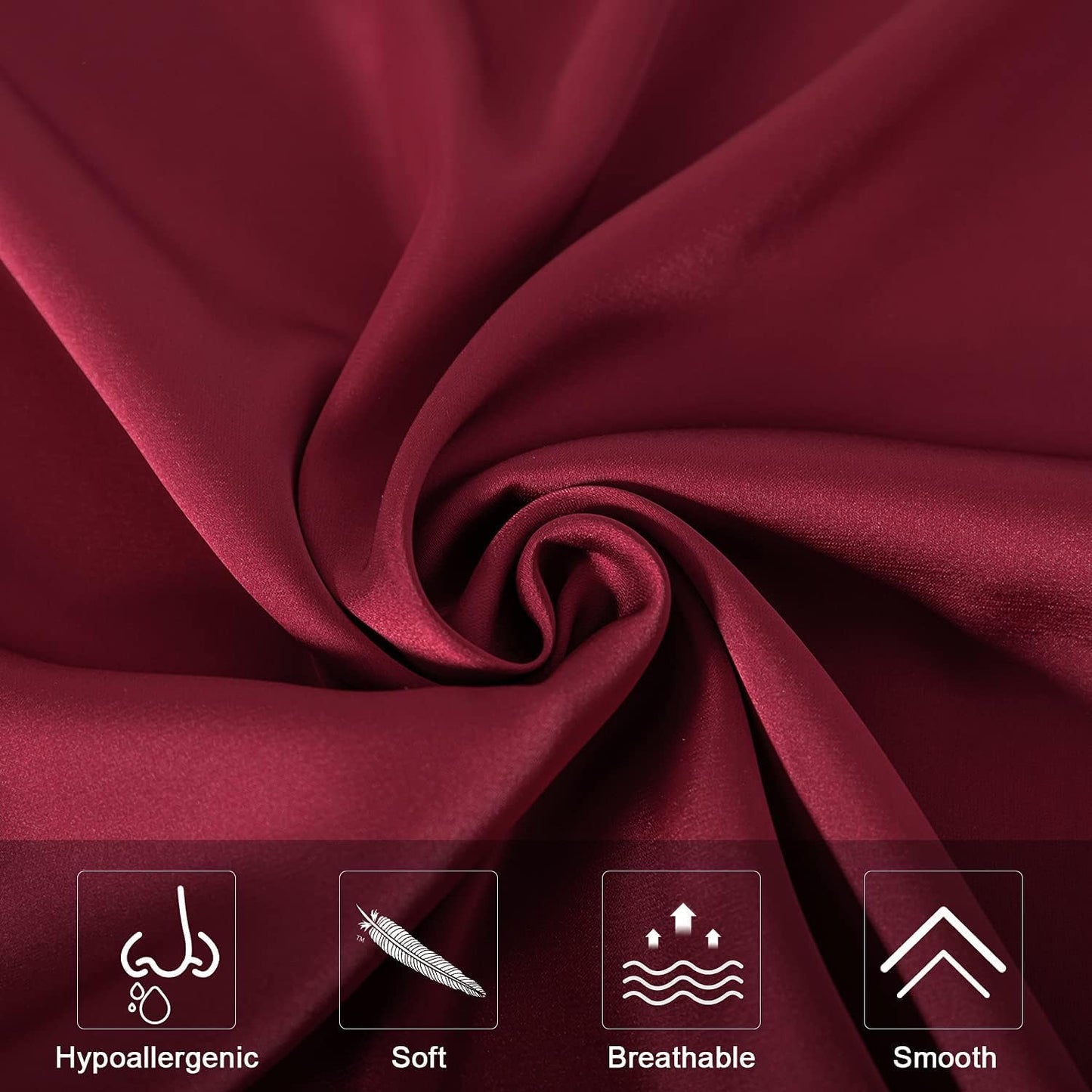 Mulberry Silk Pillowcase for Hair and Skin,Cooling Silk Pillow Case with Hidden Zipper,Allergen Proof Dual Sides Soft Breathable Smooth Silk Pillow Cover for Women (Dark Red, Body)