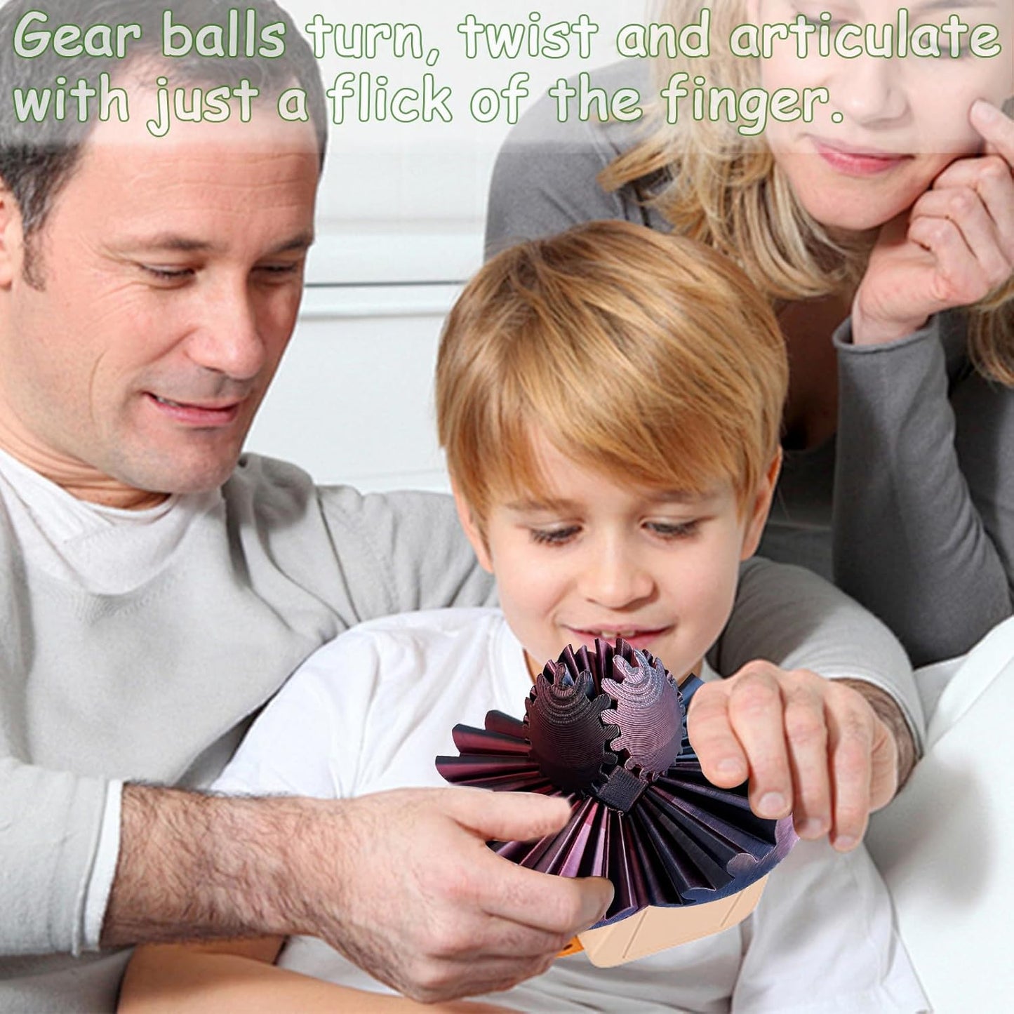 Gear Ball, Gear Sphere, 3D Printed Gear Ball Spin Ball or Cube Fidget Toy, Stress Ball, Fidget Ball, Gear Toy for Stress and Anxiety Relaxing (Color D)