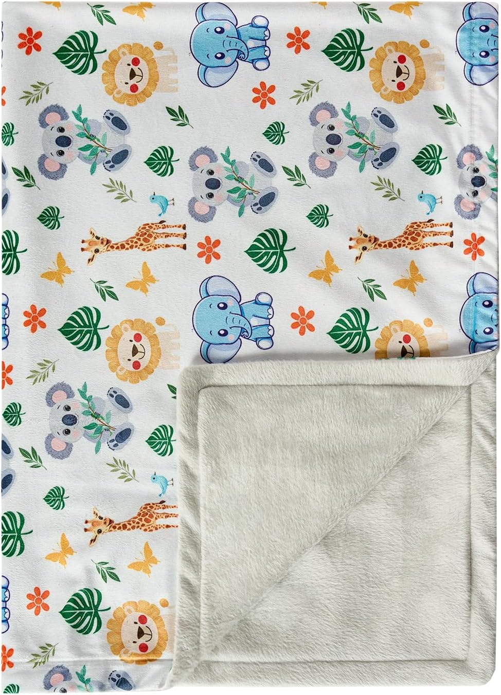 Baby Blanket 30x40 Inches Soft Double Layer Fleece Throw with Cute Animals Print Gender Neutral Crib Blanket for Infant, Toddler, Newborn Baby Girl or Boy Shower Gift