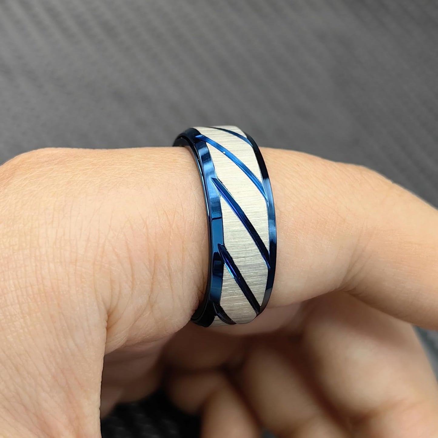 EDC Fidget Slider Fidget Toy Adult Stress Relief Metal Ratchet Ring Jewelry ADHD Recreational Fidget Toy Tactile Coin (Blue, 13)