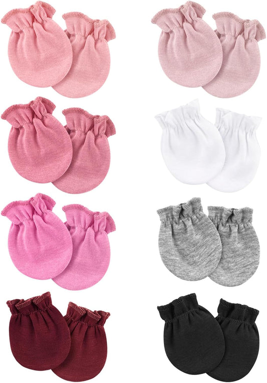 Newborn Baby Mittens No Scratch Cotton Elastic Wrist Gloves Infant Toddler Mittens for Baby Boy Girl 0-6 Months