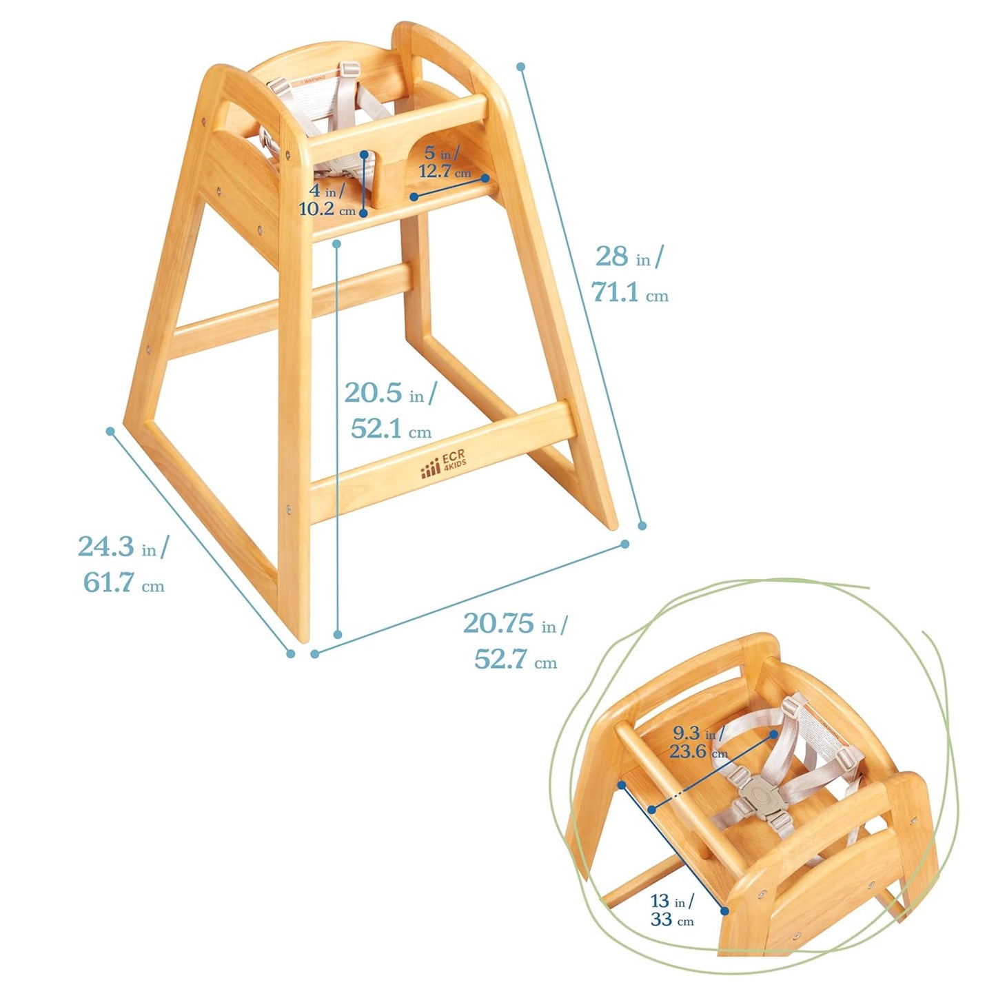 ECR4Kids ASATT High Chair, Toddler Chair, Honey