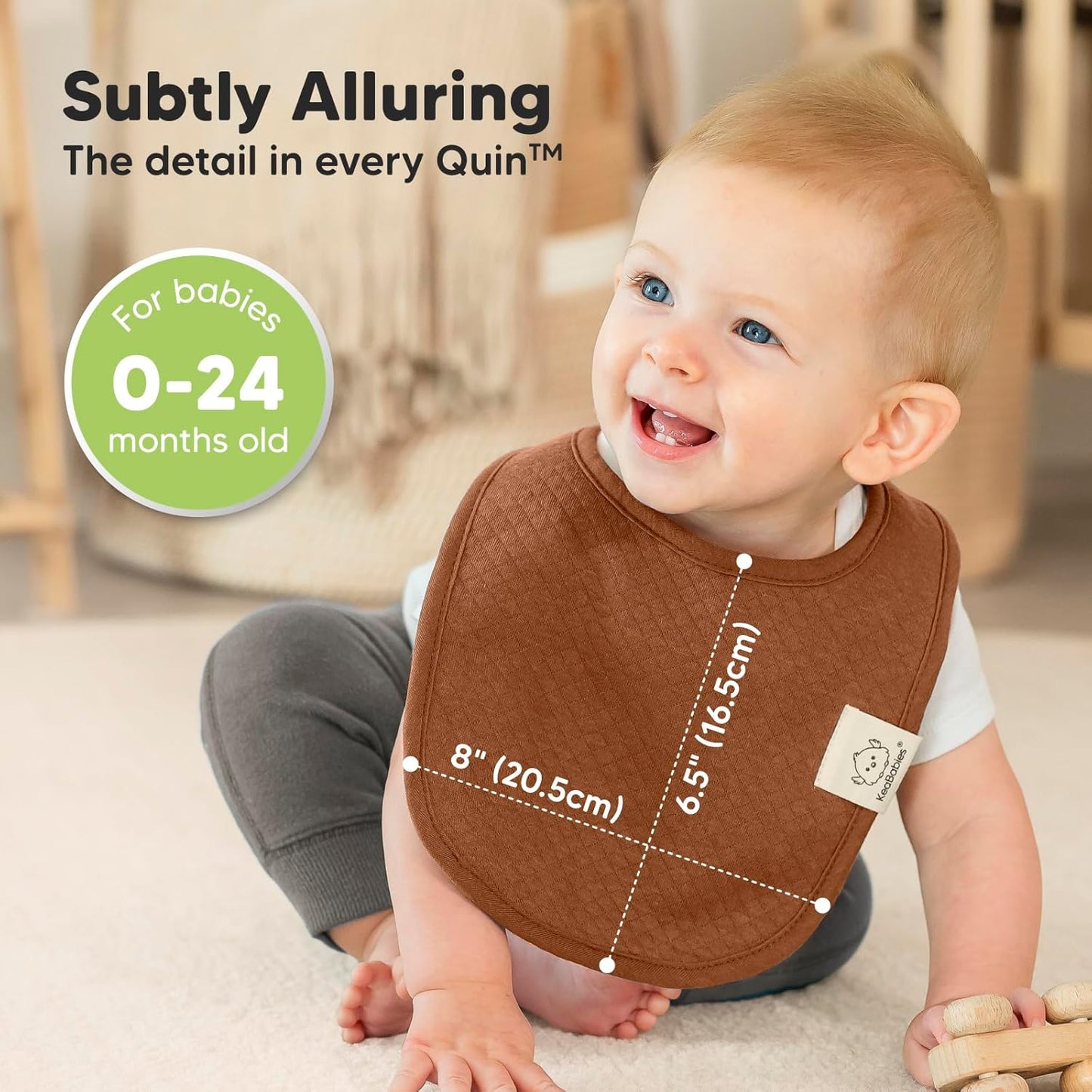 8-Pack Organic Baby Bibs for Girls, Boys - Quilted Cotton Cloth Baby Drool Bibs for Drooling and Teething Toddler, Newborn, Infant, Soft & Super Absorbent (Basics)