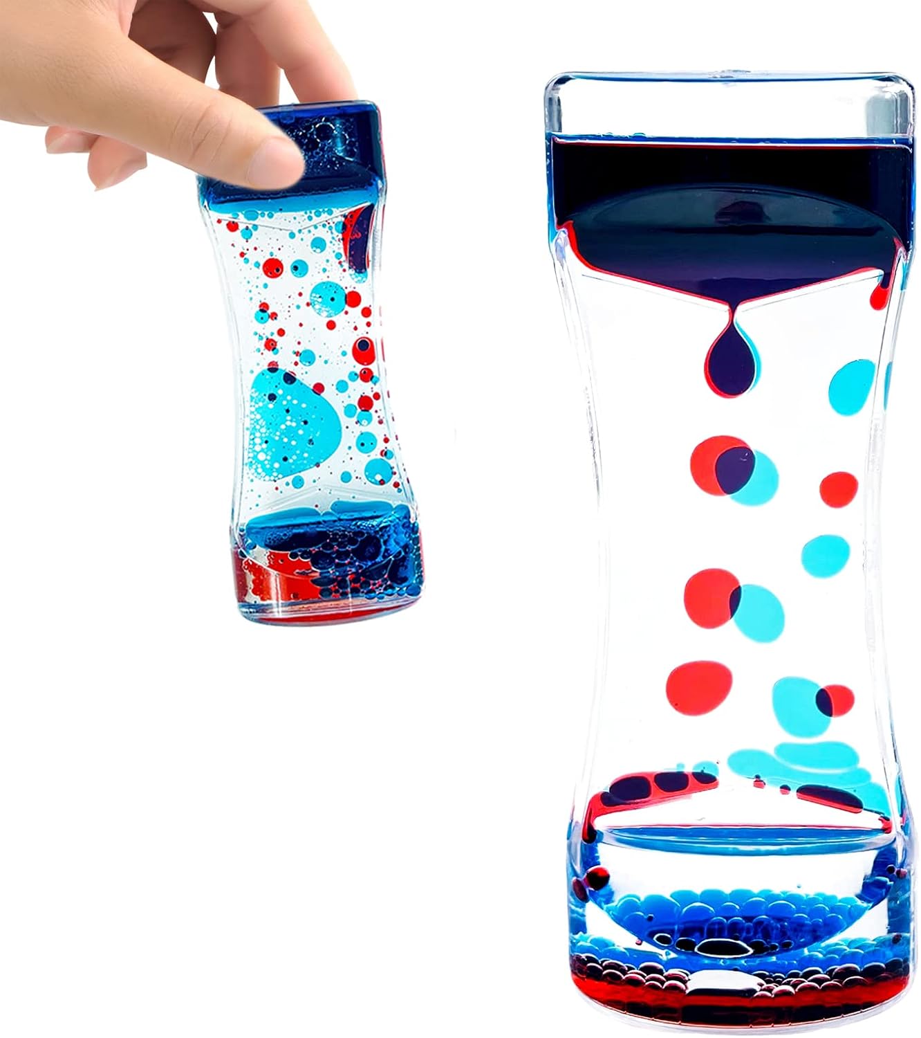 Liquid Motion Bubbler Timer Sensory Toys for Relaxation, Water Timer Fidget Toy for All Age, Motion Bubble Toy Sensory Play for Office Home (Red & Blue, 1 Pack)