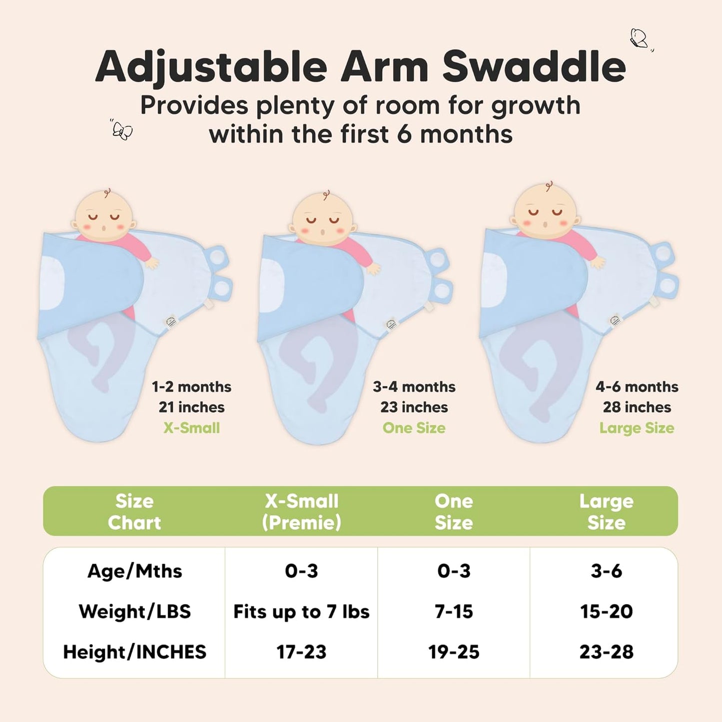 3-Pack Organic Baby Swaddle Sleep Sacks - Swaddles for Newborns, Infant 3-6 Months, Baby Girls, Boys, Soft & Snug Newborn Sleep Sack, Nursery Swaddling Blankets (ABC Land Cloud, Large)