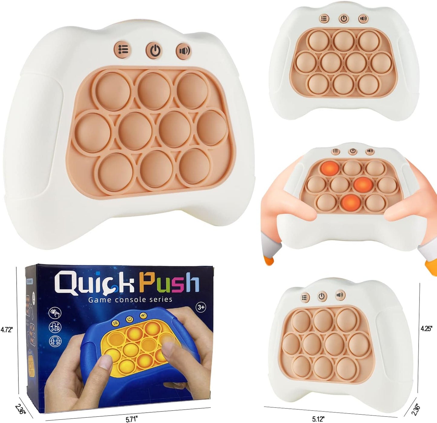 Pop The Target! Handheld Speed Pushing Game Machine: A Fun Multiplayer Game for Family. Fidget Game Toy for 6 7 8 9 10 11 12 Years Old White
