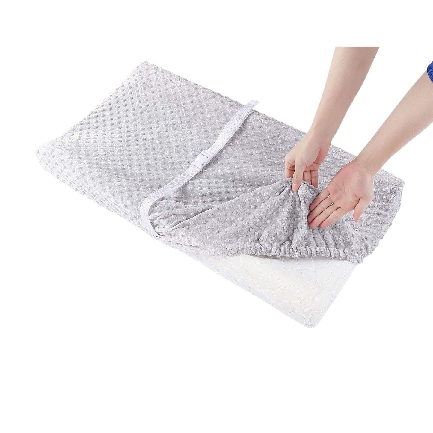 Baby Changing Pad Cover, Super Soft Plush Dot Diaper Changing Table Covers for Baby Girls and Boys, Ultra Comfortable, Safe for Babies, Fit 32"/34'' x 16" Pad (Gray)