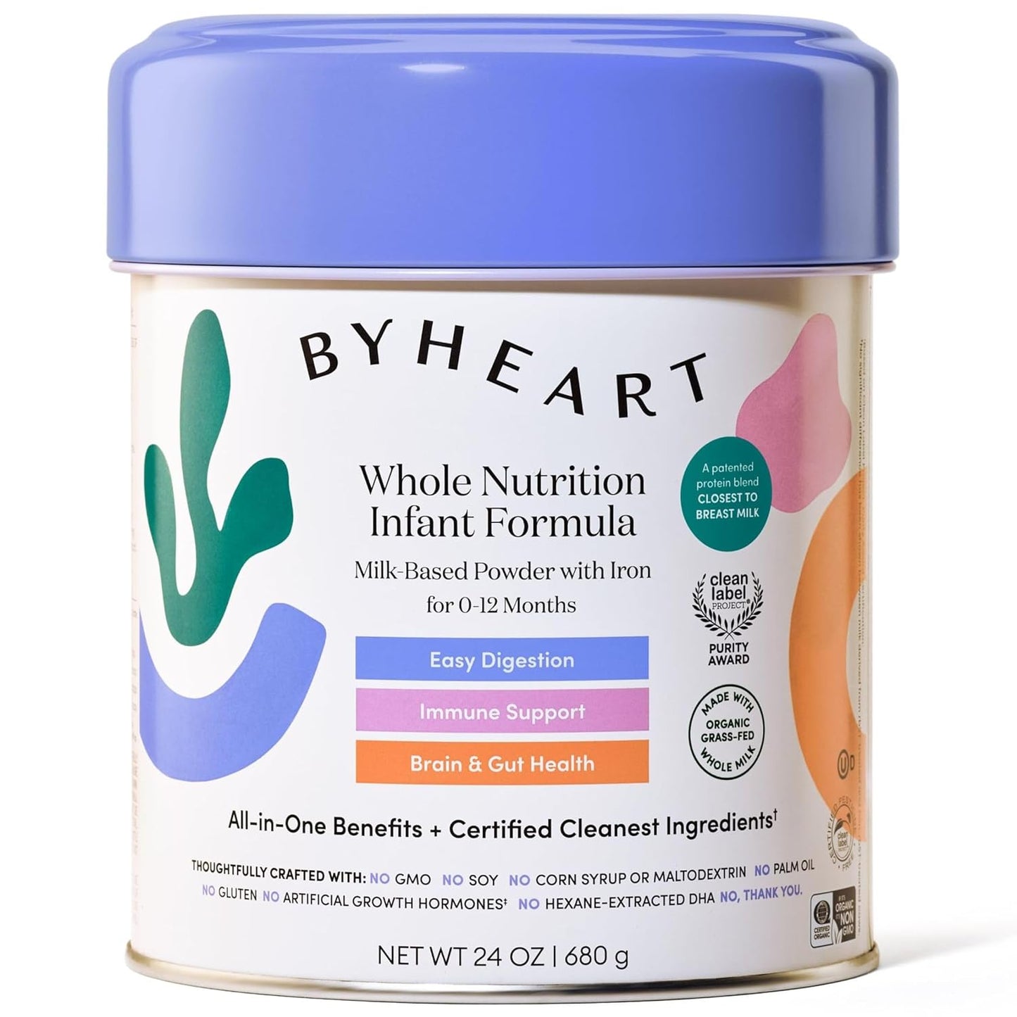 Infant Formula Powder for Infants 0-12 Months, Made With Organic Whole Milk, Clean Label Project Certified, Closest-to-Breast Milk Baby Formula Patented Protein Blend, 24 Ounce (Pack of 4)