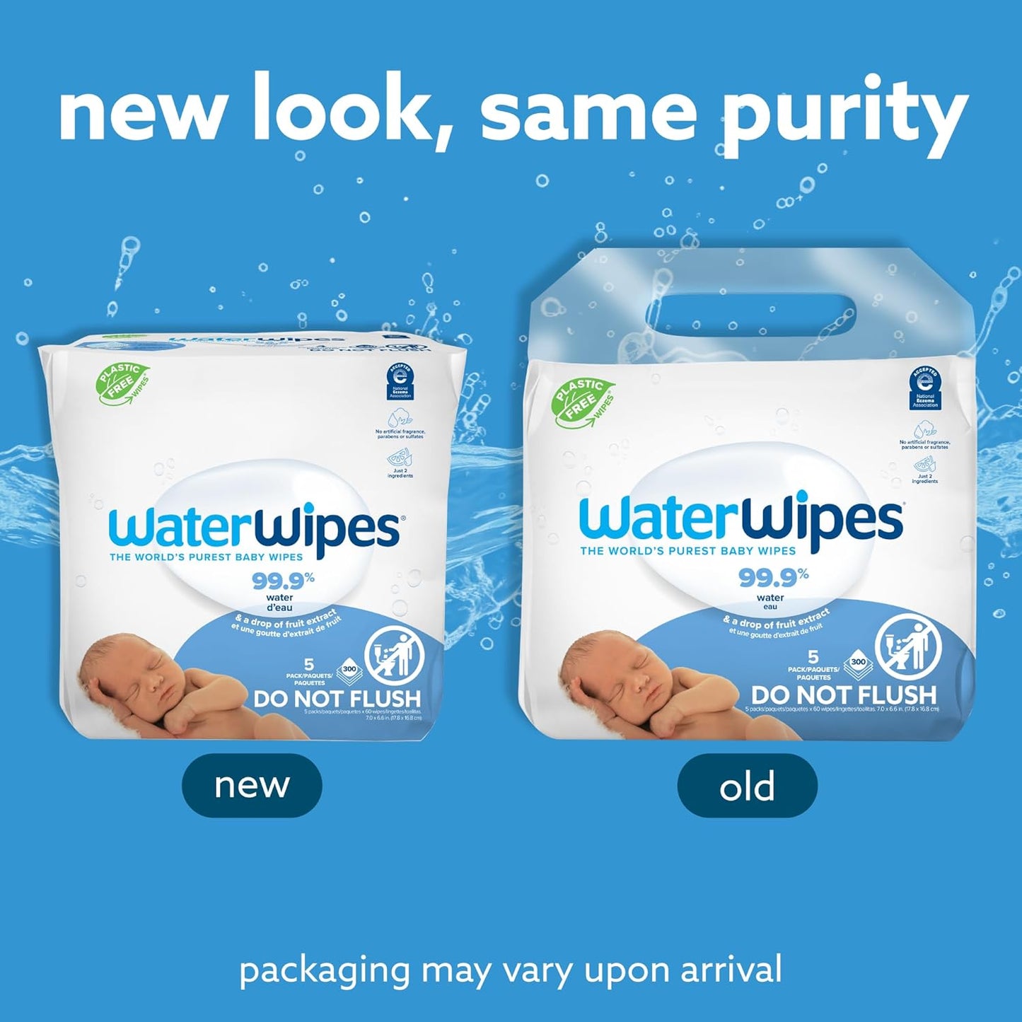 WaterWipes Sensitive+ Newborn & Baby Wipes, 3-In-1 Cleans, Cares, Protects, 99.9% Water, Unscented & Hypoallergenic, 300 Count (5 Packs)