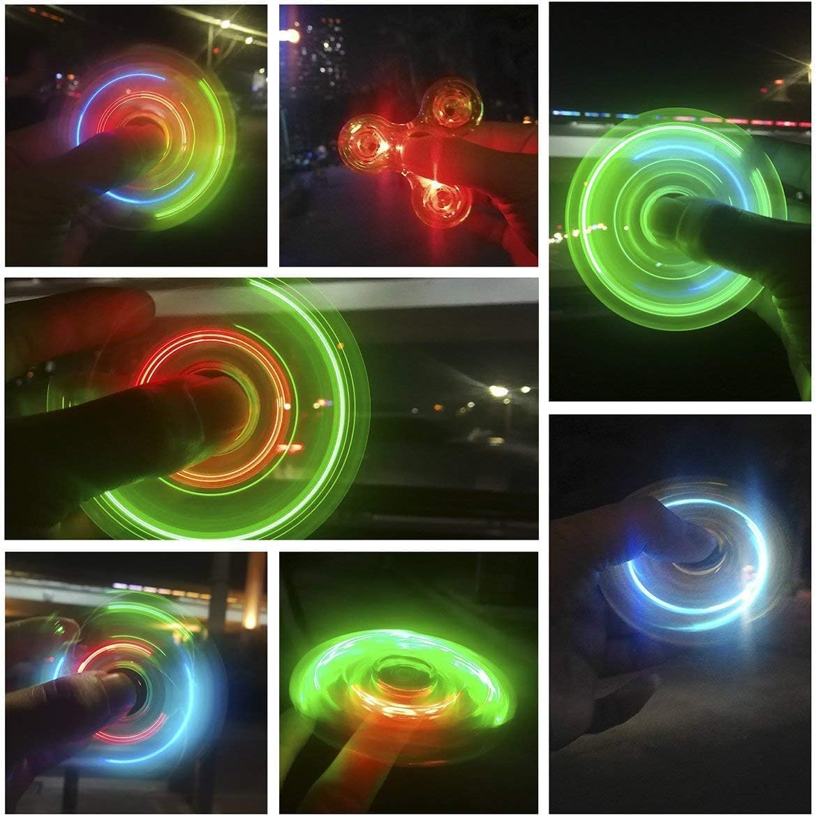 LED Light Fidget Spinners Fidget Toys for Kids and Adult ADHD Stress Reduction and Anxiety Relief Hand Spinners Thanksgiving Christmas Crystal Finger Toy Blue