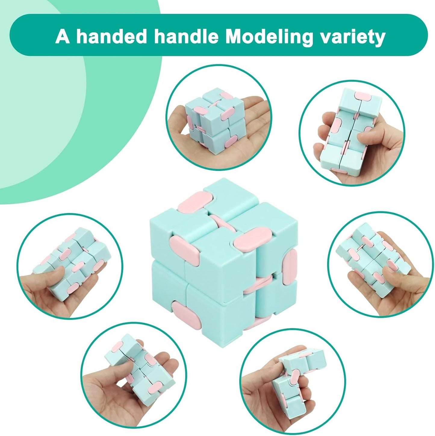 Infinitycube Fidget Toy Stress Relieving Fidgeting Game for Kids and Adults,Cute Pocket-Sized Unique Gadget for Anxiety Relief and Kill Time (4 Pack Macarons)