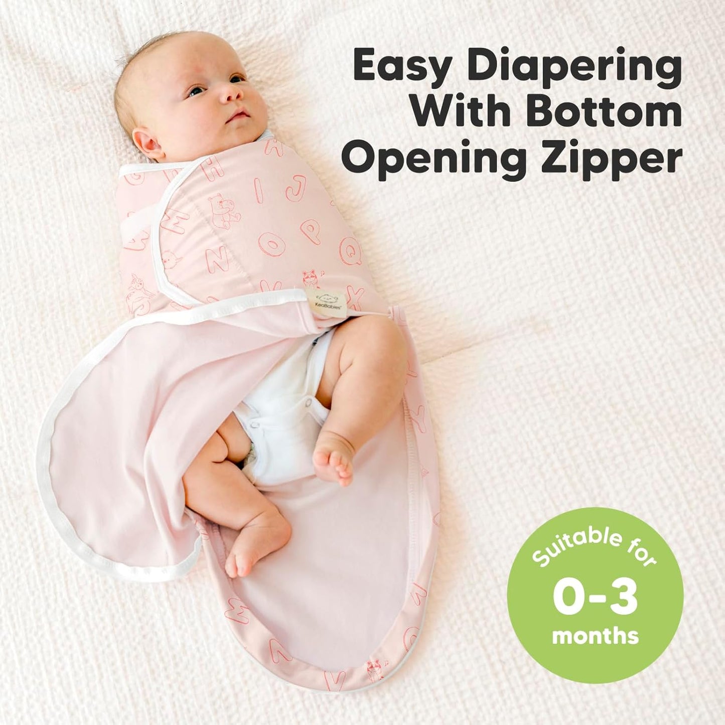 Baby Swaddle Sleep Sacks with Zipper - 3-Pack Swaddles for Newborns 0-3 Months, Infant, Baby Girls, Boys, Soft & Durable Newborn Sleep Sack, Easy Diaper Change Swaddling Blanket (ABC Land Rose)