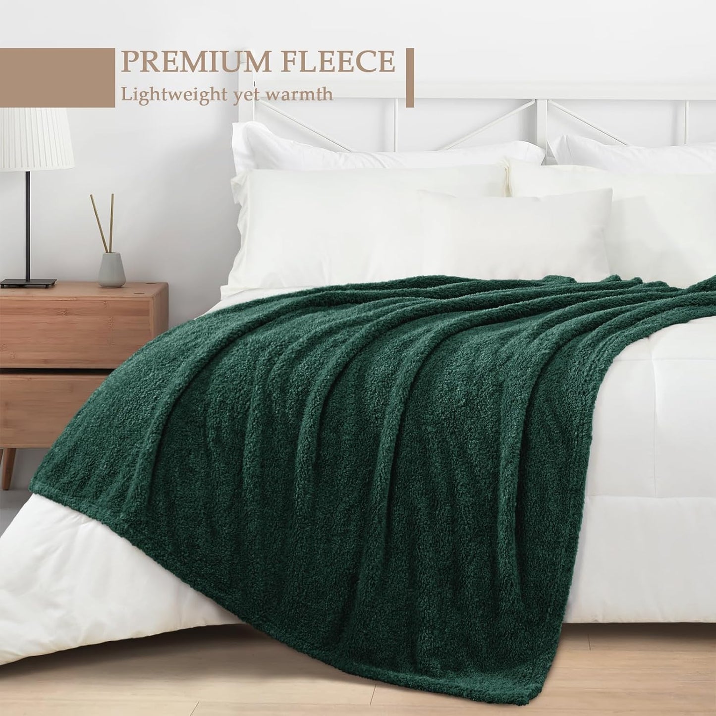 Exclusivo Mezcla Fleece Throw Blanket for Couch Sofa, Soft Warm and Fluffy Blankets for Women Men Girls Kids, Suitable for All Seasons, Forest Green, 50x60 Inches