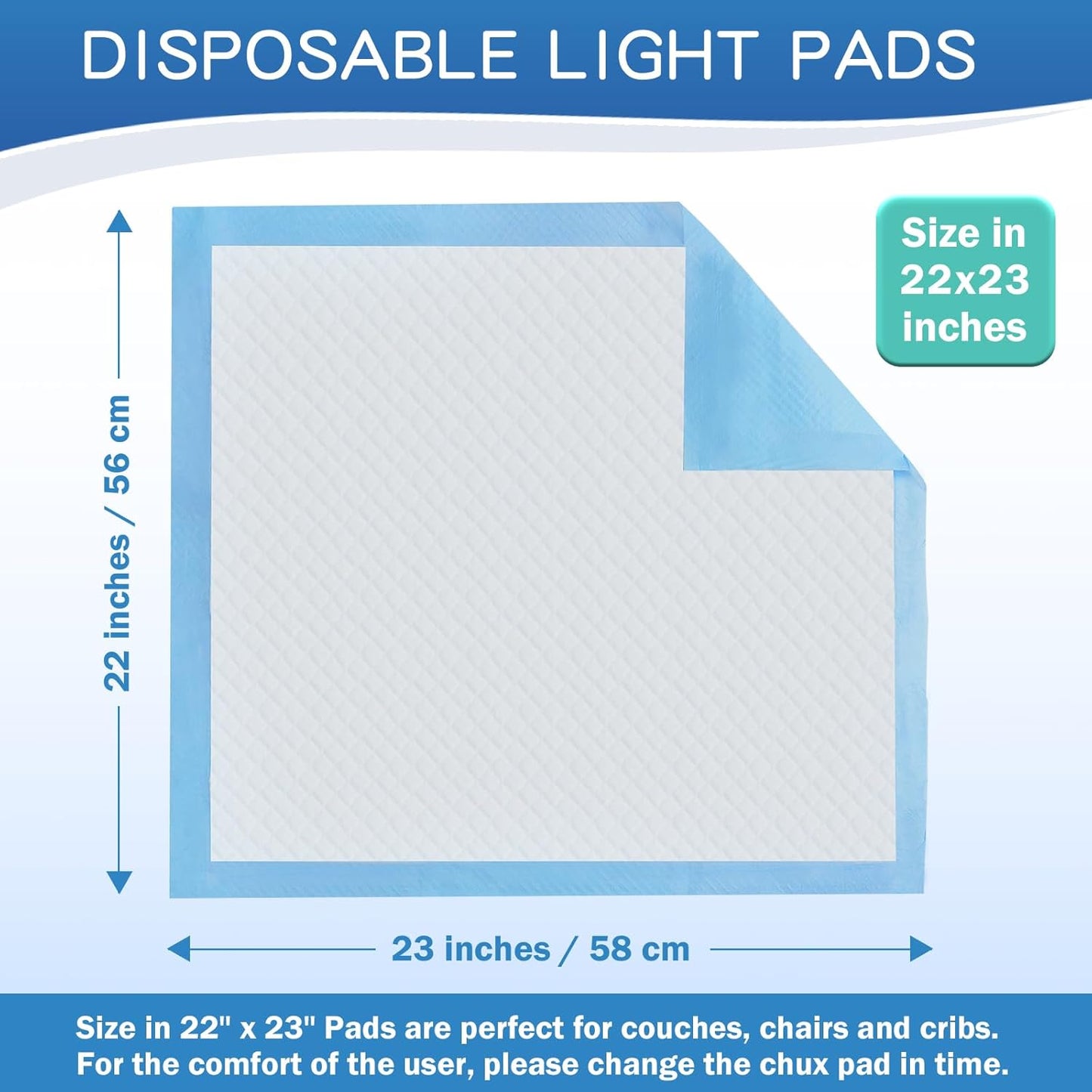 100 Count Premium Chucks Pads 22"x23" Disposable, Ultra Absorbent Adults Incontinence Underpads Leakproof, Waterproof Puppy Training Pee Pads Leakproof, Baby Changing Liner