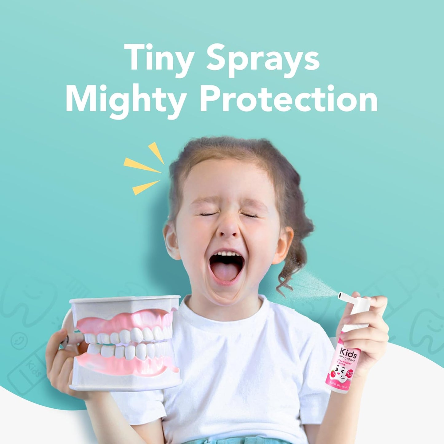 LAB52 Kids Oral Spray, Toddler Toothpaste Helper for Daily Oral Care and Fresh Breath, Children Approved with Fluoride Free for Newborn to Preschoolers, Xylitol (Strawberry & Vanilla)