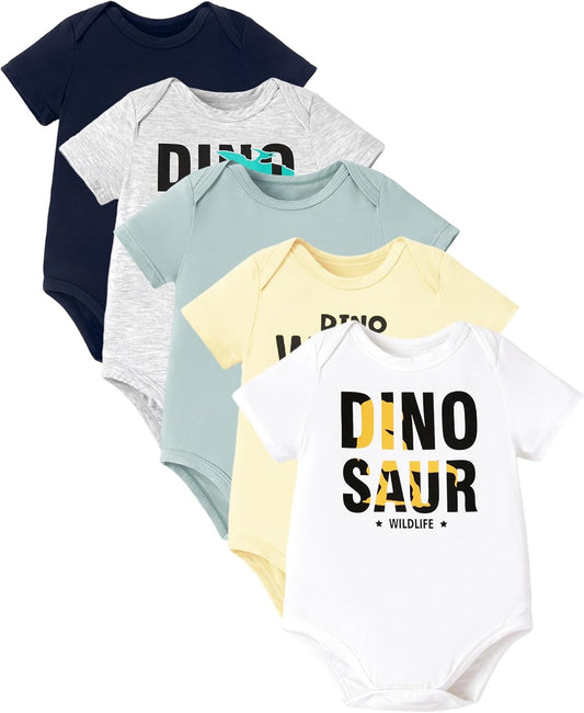 PATPAT Baby Bodysuits Supersoft Bamboo Viscose - Short Sleeve Boys and Girls - Newborn Infant Unisex Clothes Pack