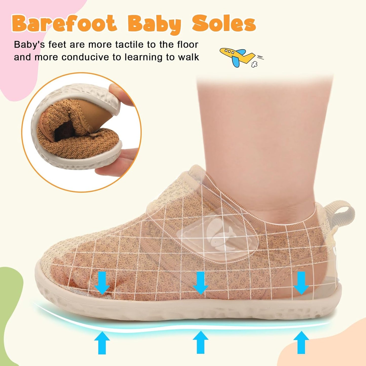 FEETCITY Baby Walking Shoes Barefoot Baby Shoes Infant Sneakers Newborn Crib Shoe Lightweight Flexible Slip On Shoe