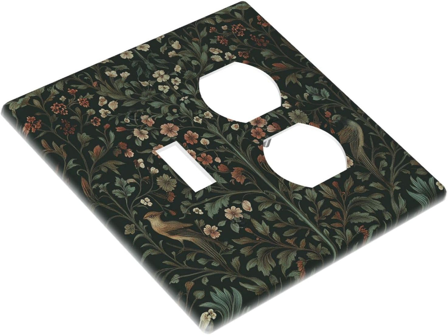 Wallplates Vintage Morris Colorful Flower Green Leaf 1 Toggle 1 Duplex Switch Plate Electrical Gfci Faceplate Decorative Light Switch Covers For Bed Room Living Room Decor
