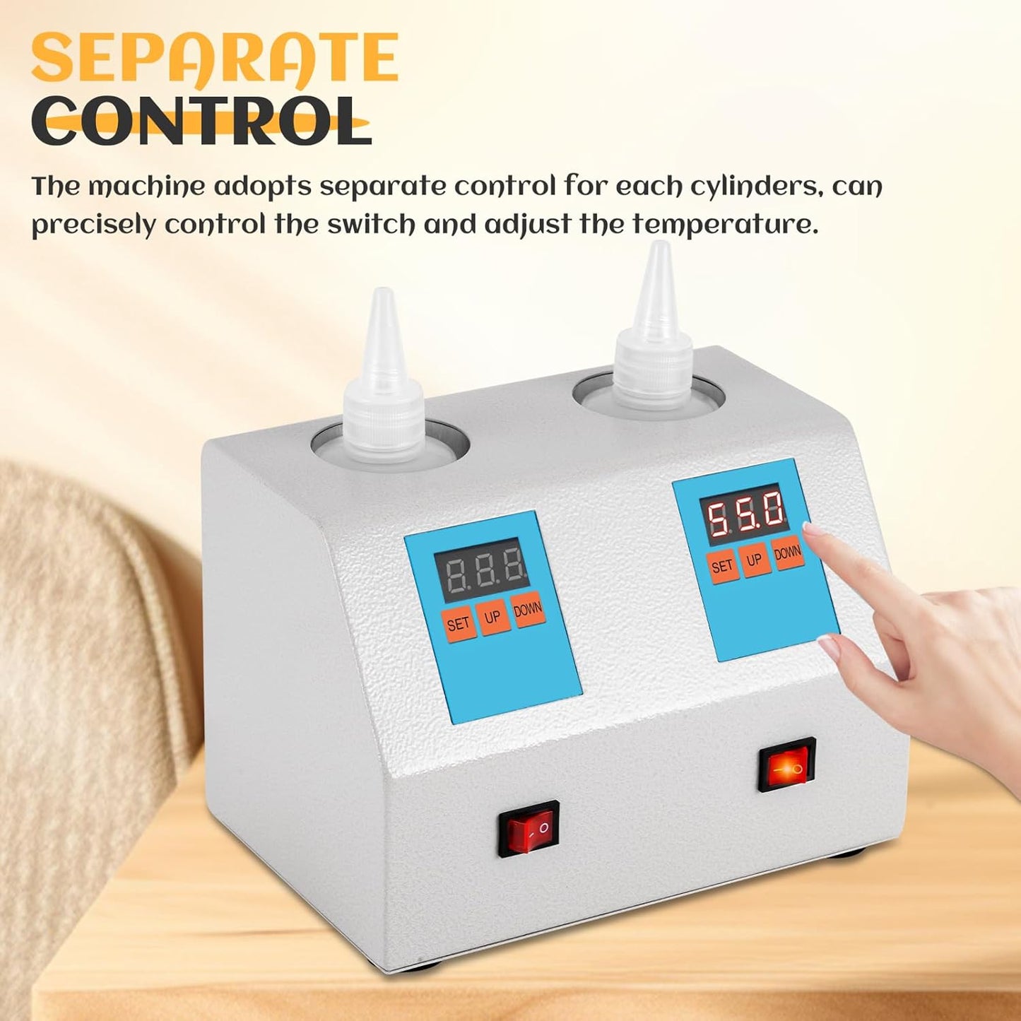 Ultrasound Gel Warmer Digital 2 Bottles Gel Warmer Massage Oil Warmer with 200ml Bottles, Gel Warmer Ultrasound Bottle Warmer for Oil Lotion Cream Gel 68-113℉ 12V