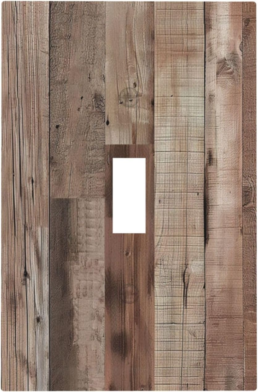 Decorative Switch Covers Plate Retro Wood Plank Vintaga Wooden Board 1 Gang Wall Plate Unique Single Toggle Wall Cover Plate Jumbo Electrical Light Switch Plate Faceplate for Home Decor