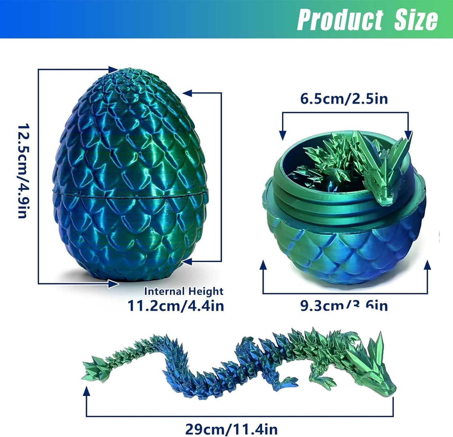 Executive Desk Toys Easter Egg, 3D Printed Dragon, 3D Dragon Eggs with Dragon Inside, Dragon Toy Dragon Egg Fidget Toy, Fidget Toys for Autism/ADHD (Laser Yellow&Green)