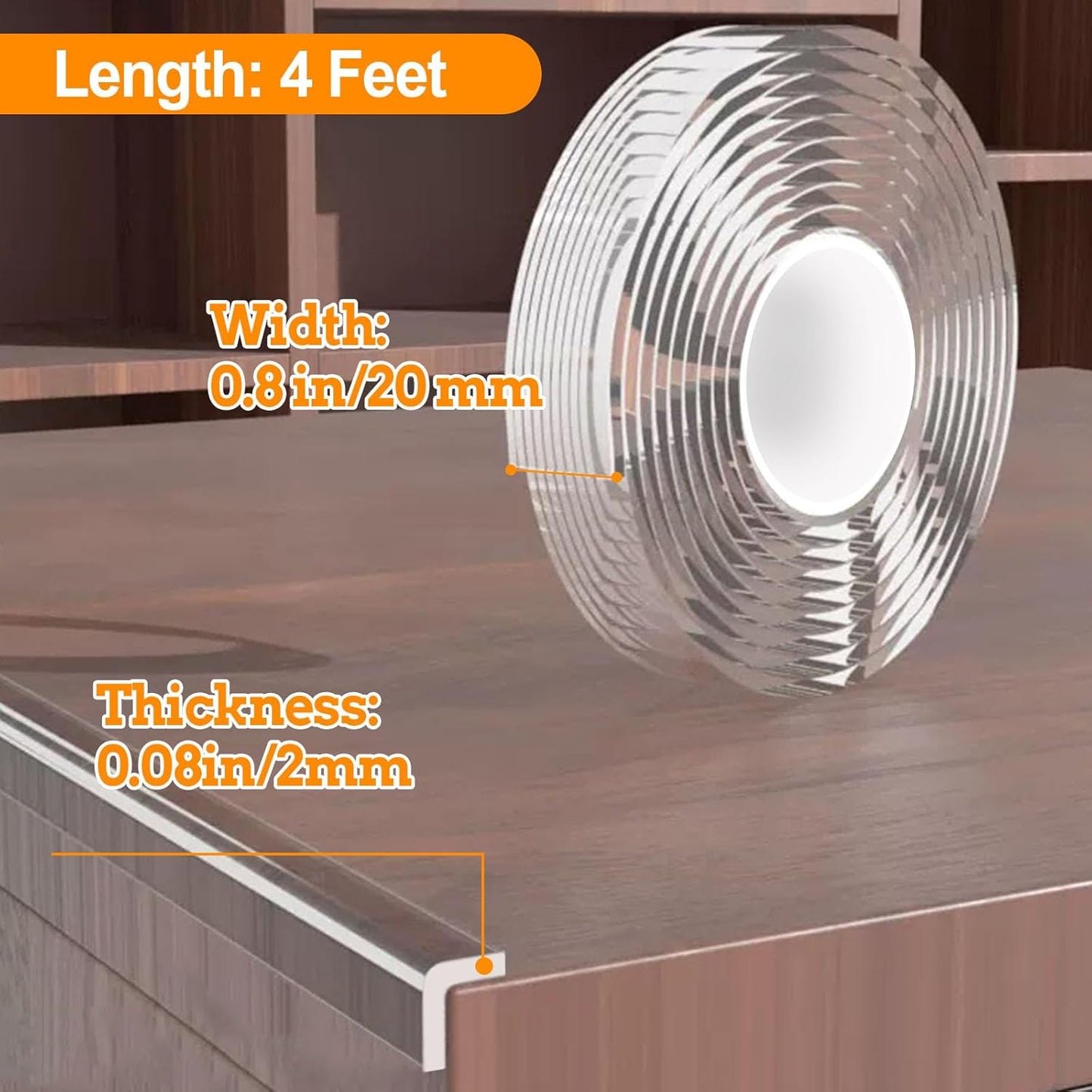 4 FT Corner Protectors Baby Proofing, Clear Edge Protector Strip, Soft Corner Protectors for Kids, Baby Child Safety Tables Corner Guards for Furniture Against Sharp Corners for Cabinets, Tables