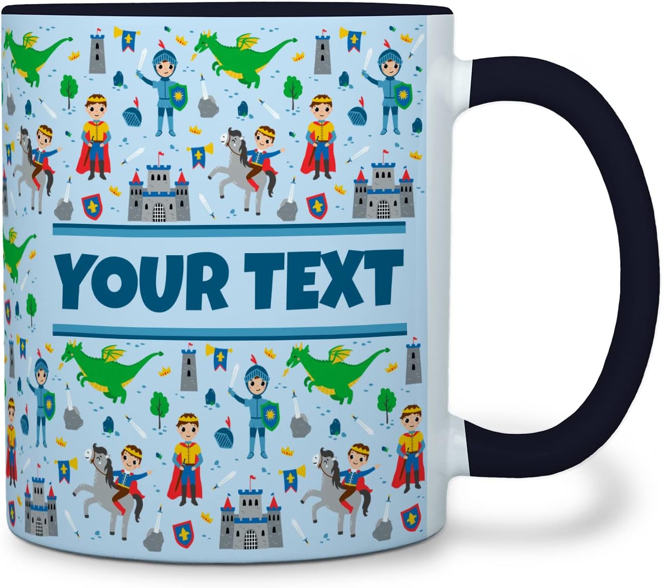 Personalized Mug for Kids - Princes - Custom Name/Text, Ceramic Hot Chocolate/Cocoa/Coffee Cup for Boys, Birthday/Christmas/Holiday Gift - 11 oz, Black Handle