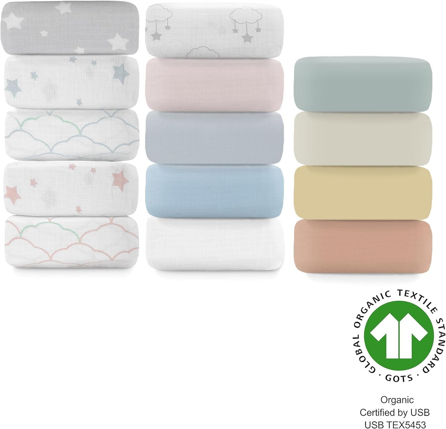 Newton Baby Fitted Mini Crib Sheets (2-Pack) | Organic Muslin Cotton, Ultra Breathable & Soft Baby Sheets, Machine Washable Baby Mattress Sheets, Fits Any Mini Sized Crib 24" x 38", Twilight Grey