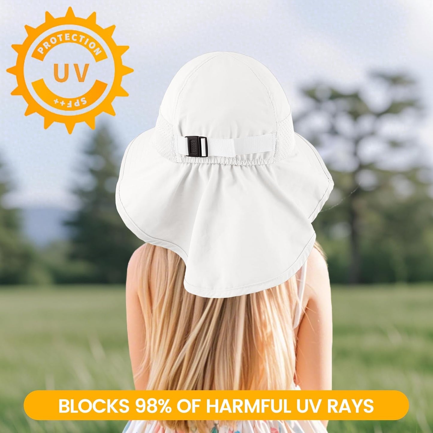 Baby Sun Hat with Neck Flap for Sun Protection Toddler Beach Hat UPF 50+ Outdoors 0-6 Years Boys Girls