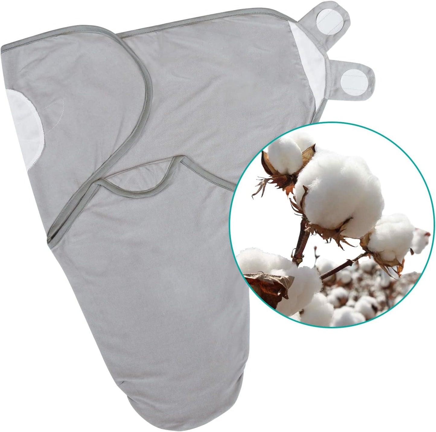 Biloban Baby Swaddles 0-3 Months for Girls, Cotton Swaddle Blanket, Newborn Essentials, Grey & White, 2 Pack