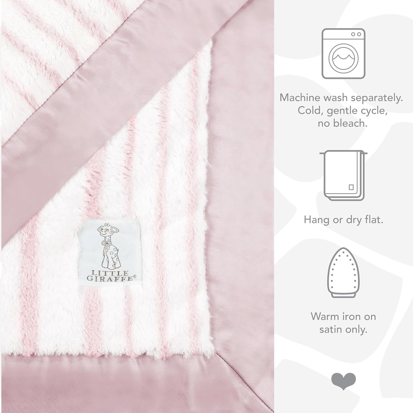 Little Giraffe Baby Blanket - Luxe Soft Blanket with Satin Trim - Baby Stroller Blanket - Newborn Baby Essentials & Baby Gifts - 29"x35" - Strand Dusty Pink