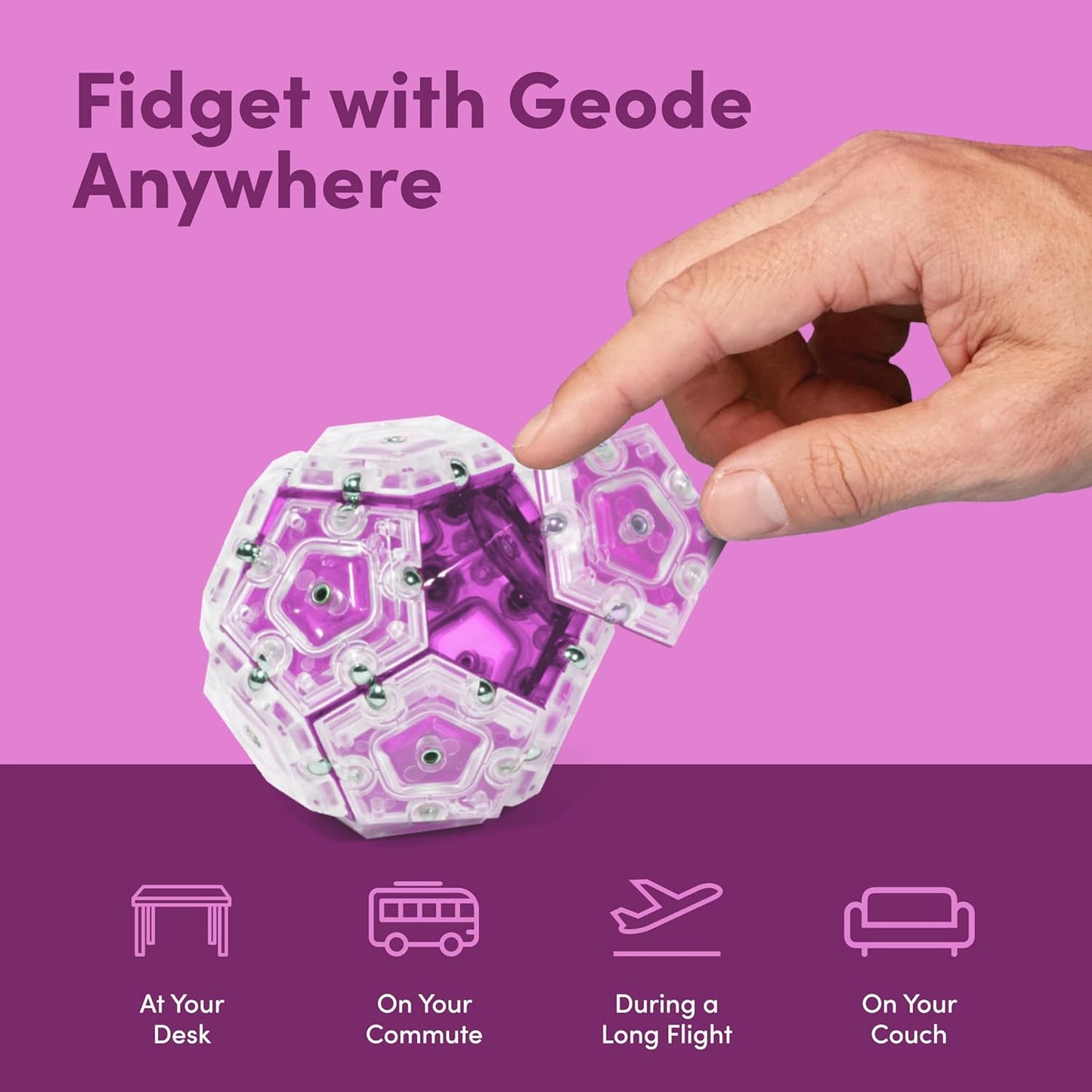 Speks Geode Sphere Magnetic Fidget Toy for Adults | Quiet Adult Sensory Toy for Stress Relief & Anxiety, Office Desk Toy & Top Gadget Gift Idea | Quartz, 12-Piece Set