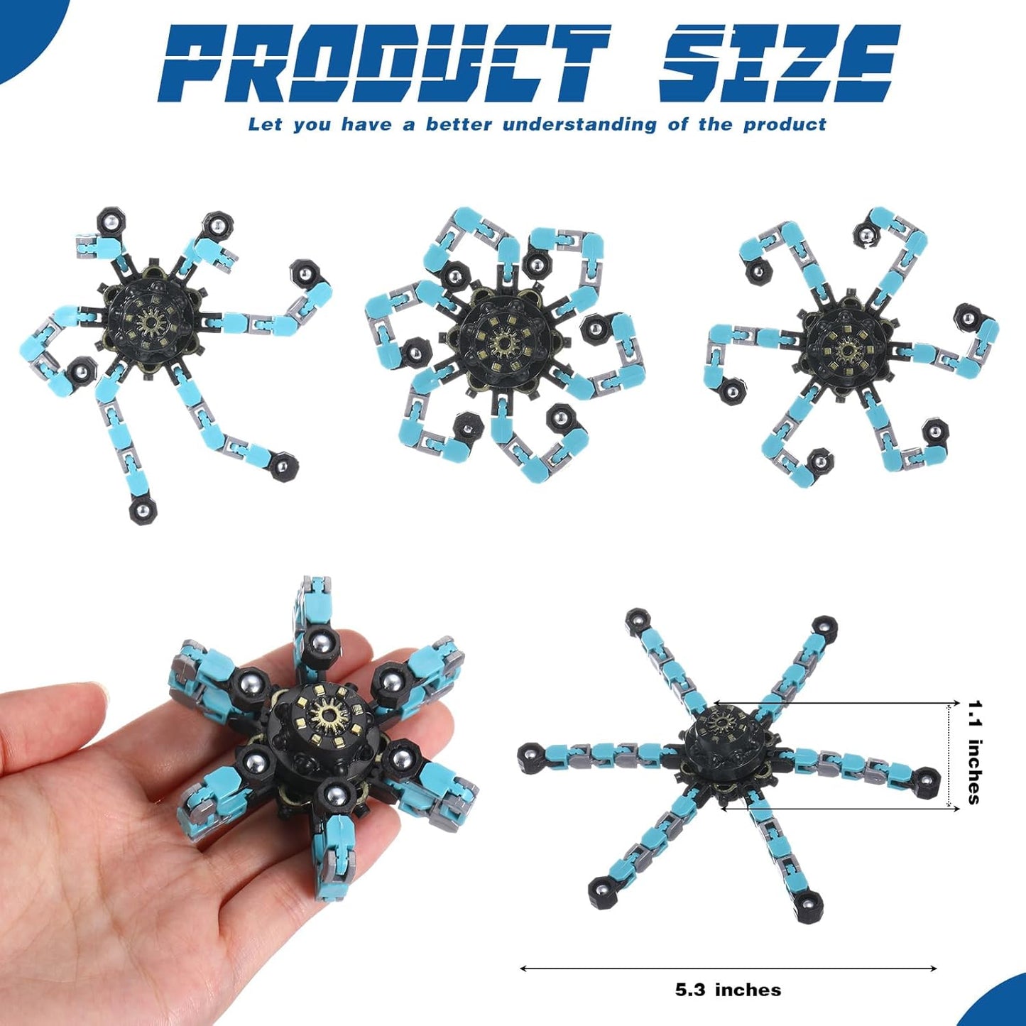 6 Pcs Transformable Fidget Spinners Bulk Robot Sensory Fidget Toys Stress Relief Spinner DIY Deformation Mechanical Gyro Toys Easter Party Favors for ADHD Autism Kids Adults