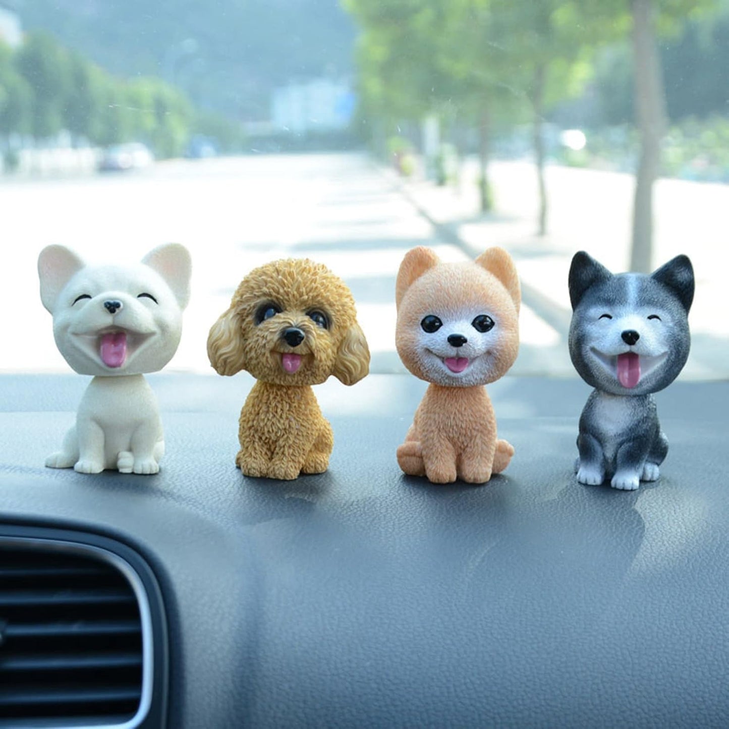 Resin Bobbing Head Dog Figurines Mini Bobblehead Puppy for Home Office Desk Car Dashboards Decor Ornaments (French Bulldog)