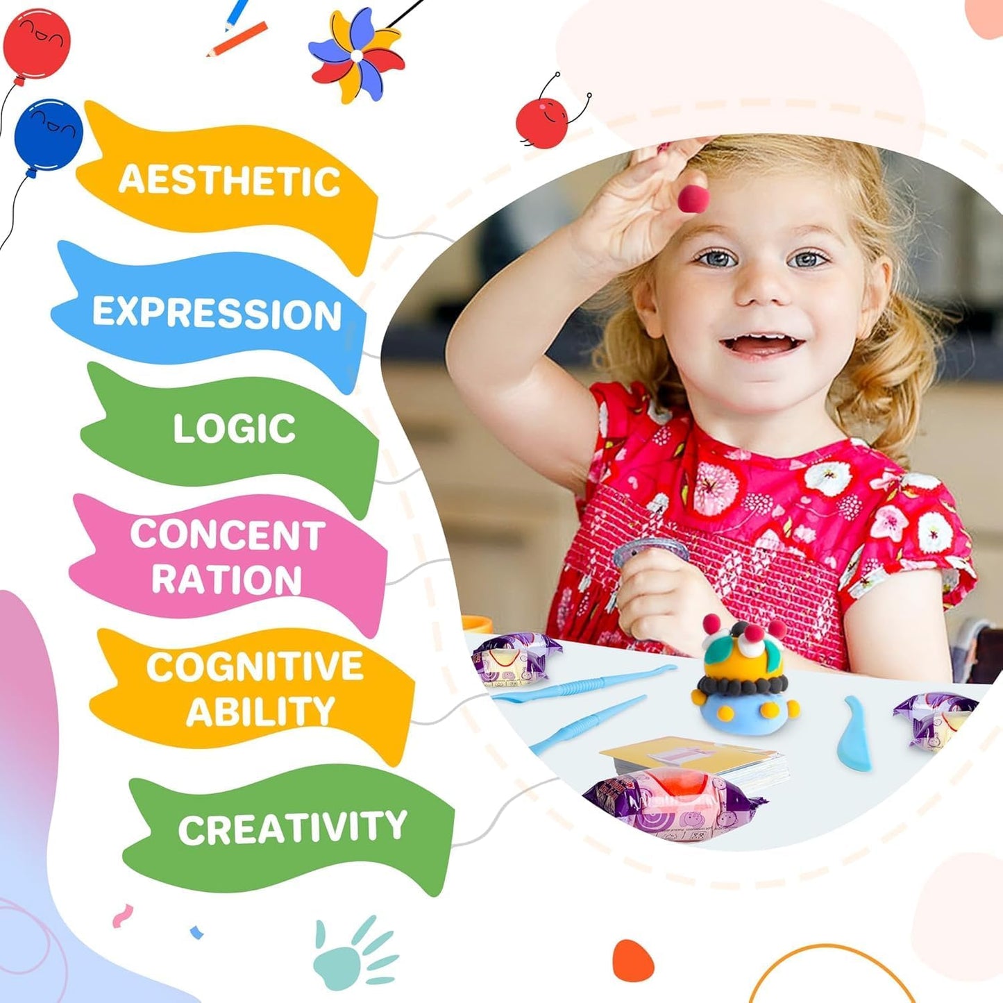 Air Dry Clay 56 Colors, Modeling Clay for Kids, DIY Model Magic Clay, Molding Clay Kit with Sculpting Tools, Non-Sticky Soft and Super Light, Arts and Crafts Gift for Boys Girls Kids.