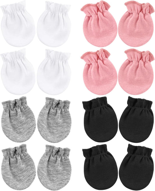 BQUBO Newborn Infant Toddler Mittens No Scratch Cotton Elastic Wrist Gloves Hypoallergenic for 0-6 Months Baby Boys Girls
