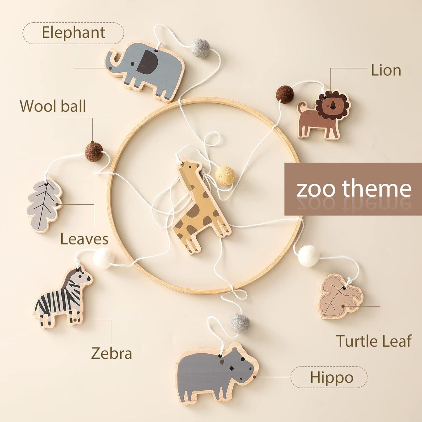 Baby Mobile for Crib - Jungle Animals Baby Mobile - Nursery Safari Mobile for Girl or Boy | Gender Neutral Handmade Mobile| Wild Animals Ceiling Mobile