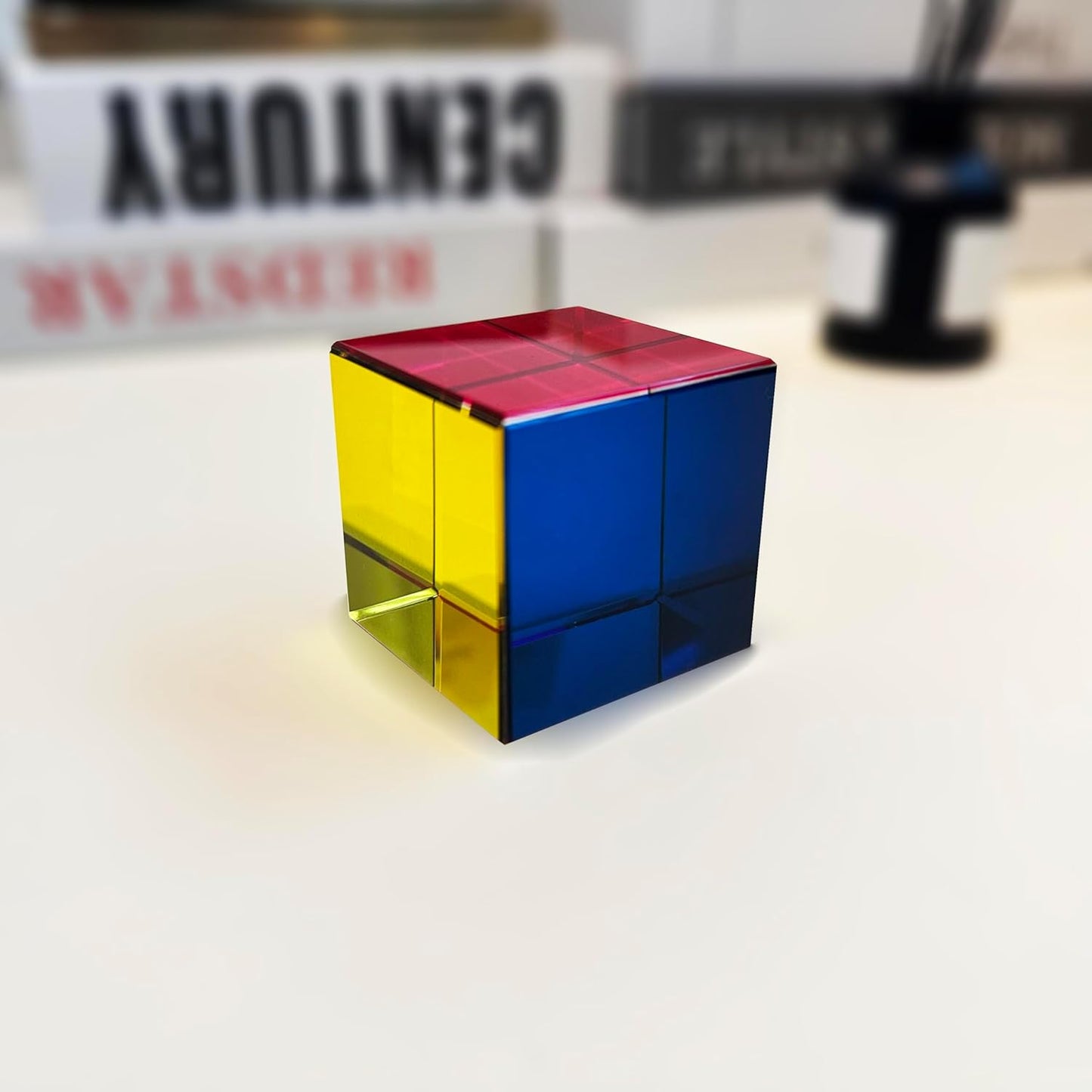 for Mixing Color Cube with Display Stand Diamond Polished, Scientific and Educational Toys, Gorgeous Physics Toys Satisfying Silent Desk Toy (size25mm)