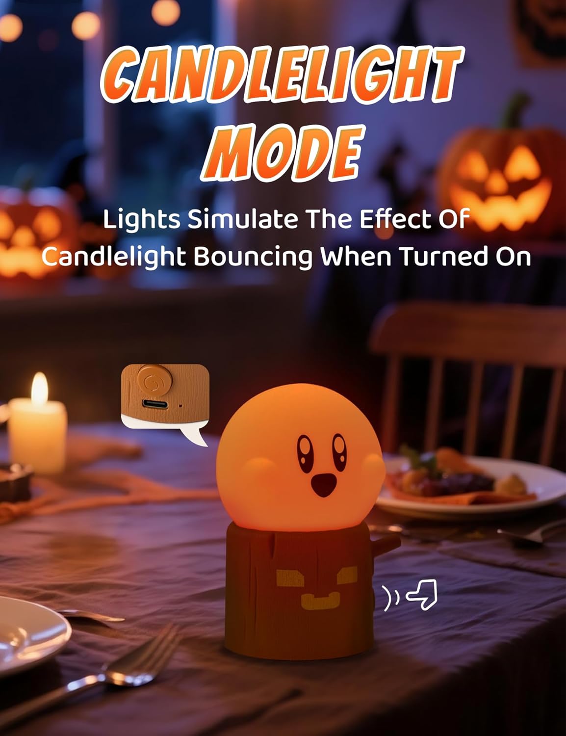 Ghost Stumps Lamp, Cute Ghost LED Night Light, Halloween Party Decorations Indoor, Halloween Centerpieces Decorations for Table, Shelf, Fireplace