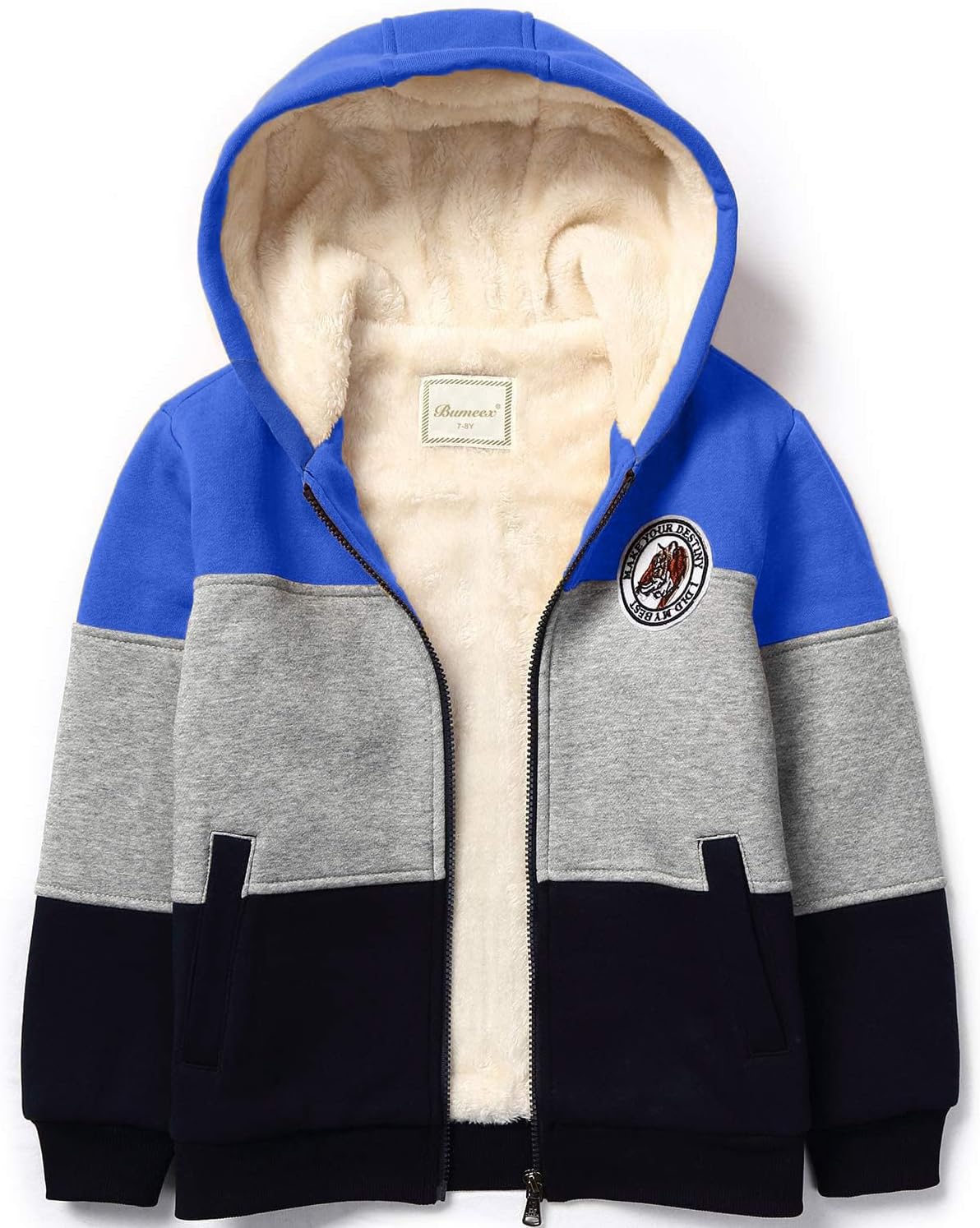 Bumeex Kids Boy's Girl's Sherpa Fleece Lined Jacket Spring Fall Winter Zip up Sweatshirt Hoodie 2-14Y(Toddler/Kid)
