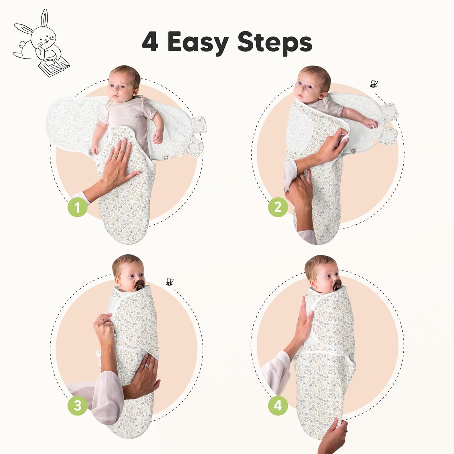 KeaBabies 3-Pack Organic Baby Swaddle Sleep Sacks - Swaddles for Newborns, Infant 0-3 Months, Baby Girls, Boys, Soft & Snug Newborn Sleep Sack, Nursery Swaddling Blankets (Prairie)